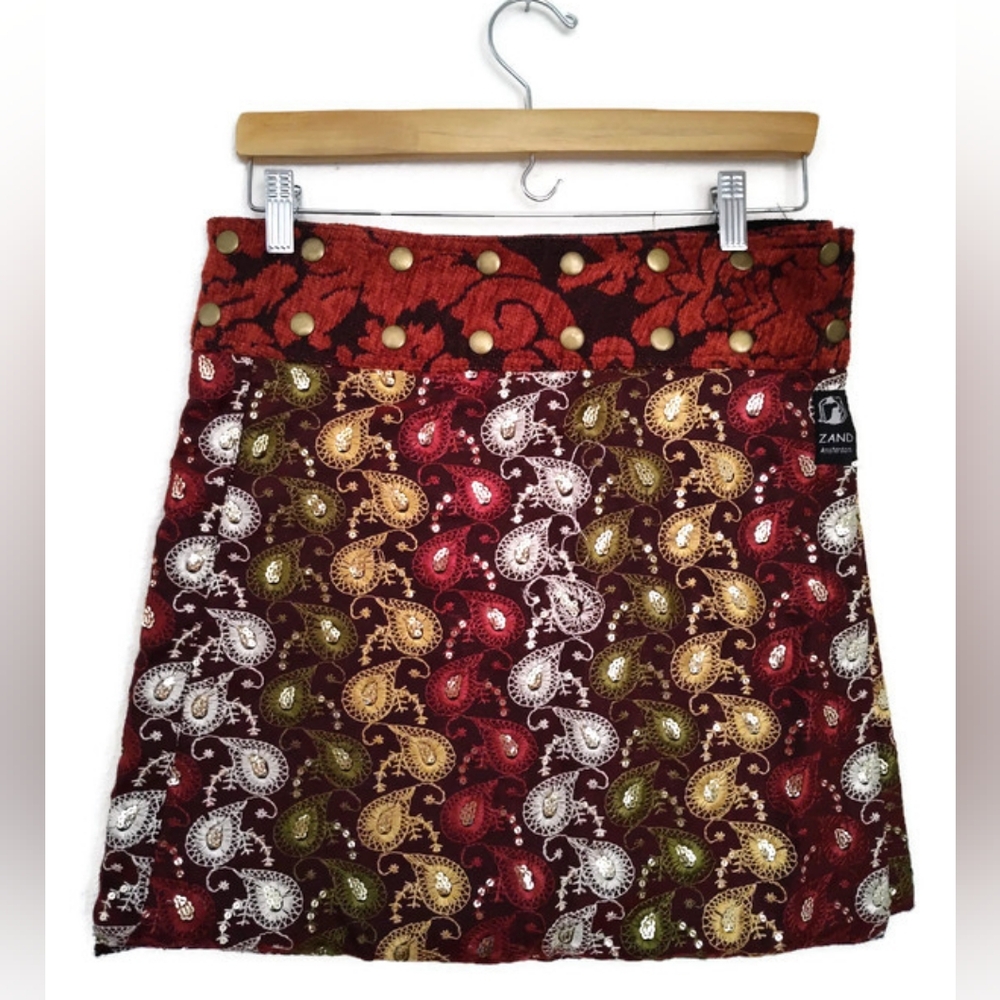 ZAND Amsterdam Hippie Boho Festival Embellished Sequins Skirt Size Medium